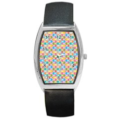 Seamless Pattern Background Abstract Rainbow Barrel Style Metal Watch