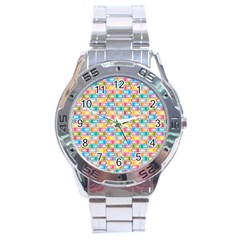 Seamless Pattern Background Abstract Rainbow Stainless Steel Analogue Watch