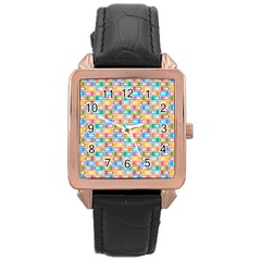 Seamless Pattern Background Abstract Rainbow Rose Gold Leather Watch 