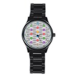 Seamless Pattern Background Abstract Circle Stainless Steel Round Watch Front