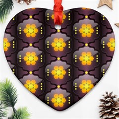 Pattern Background Yellow Bright Ornament (heart) by HermanTelo