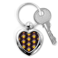 Pattern Background Yellow Bright Key Chains (heart)  by HermanTelo