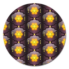 Pattern Background Yellow Bright Magnet 5  (round) by HermanTelo