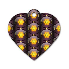 Pattern Background Yellow Bright Dog Tag Heart (one Side)