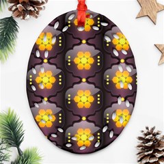 Pattern Background Yellow Bright Ornament (oval Filigree)