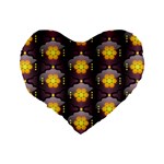 Pattern Background Yellow Bright Standard 16  Premium Heart Shape Cushions Back