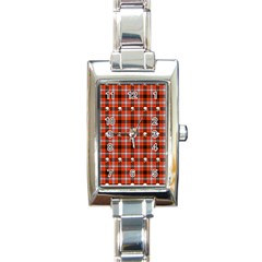 Plaid Pattern Red Squares Skull Rectangle Italian Charm Watch