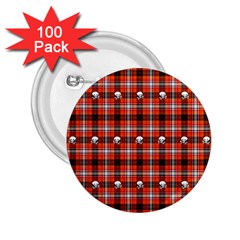 Plaid Pattern Red Squares Skull 2 25  Buttons (100 Pack)  by HermanTelo