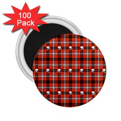 Plaid Pattern Red Squares Skull 2.25  Magnets (100 pack) 