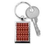 Plaid Pattern Red Squares Skull Key Chains (Rectangle)  Front