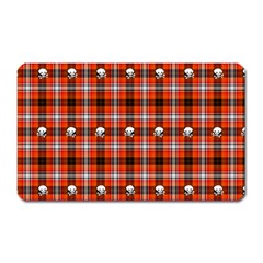 Plaid Pattern Red Squares Skull Magnet (Rectangular)