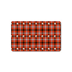 Plaid Pattern Red Squares Skull Magnet (name Card) by HermanTelo