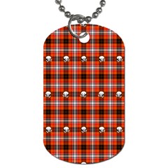 Plaid Pattern Red Squares Skull Dog Tag (One Side)