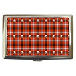 Plaid Pattern Red Squares Skull Cigarette Money Case Front