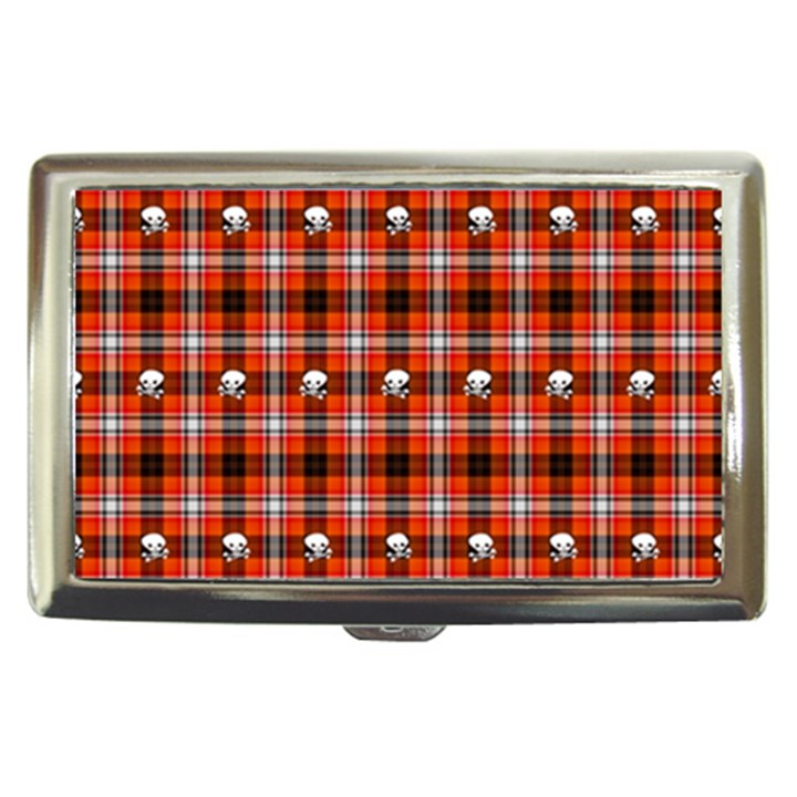 Plaid Pattern Red Squares Skull Cigarette Money Case