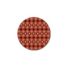 Plaid Pattern Red Squares Skull Golf Ball Marker (10 Pack)