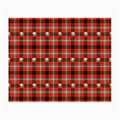 Plaid Pattern Red Squares Skull Small Glasses Cloth by HermanTelo