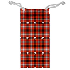 Plaid Pattern Red Squares Skull Jewelry Bag