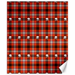 Plaid Pattern Red Squares Skull Canvas 8  X 10  by HermanTelo