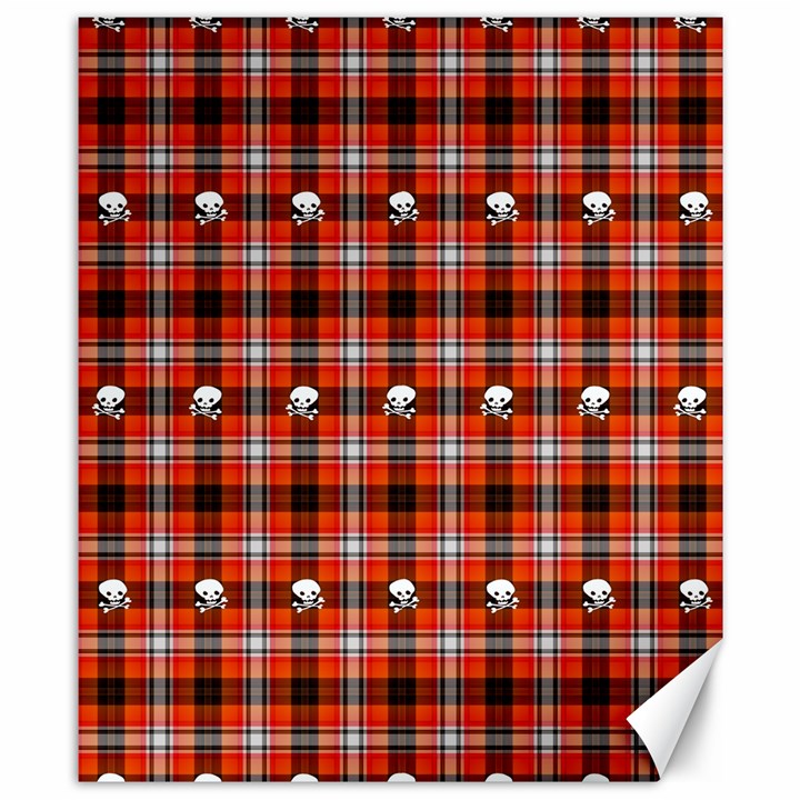 Plaid Pattern Red Squares Skull Canvas 8  x 10 