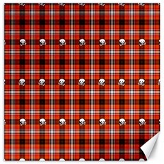 Plaid Pattern Red Squares Skull Canvas 16  X 16 