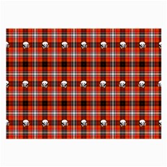 Plaid Pattern Red Squares Skull Large Glasses Cloth (2-side) by HermanTelo