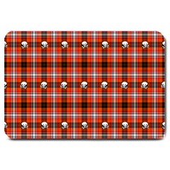 Plaid Pattern Red Squares Skull Large Doormat 