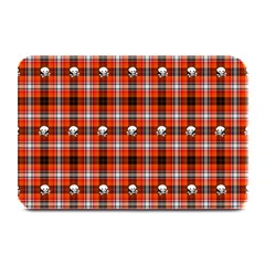 Plaid Pattern Red Squares Skull Plate Mats by HermanTelo