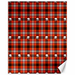 Plaid Pattern Red Squares Skull Canvas 11  X 14 