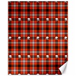 Plaid Pattern Red Squares Skull Canvas 11  x 14  10.95 x13.48  Canvas - 1