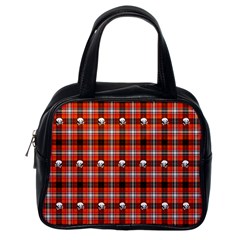 Plaid Pattern Red Squares Skull Classic Handbag (one Side)