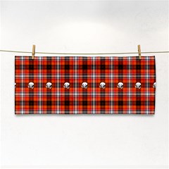 Plaid Pattern Red Squares Skull Hand Towel