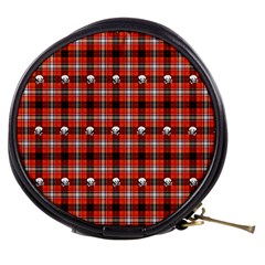 Plaid Pattern Red Squares Skull Mini Makeup Bag