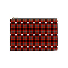 Plaid Pattern Red Squares Skull Cosmetic Bag (medium) by HermanTelo