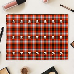 Plaid Pattern Red Squares Skull Cosmetic Bag (xl)