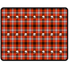 Plaid Pattern Red Squares Skull Fleece Blanket (medium)  by HermanTelo