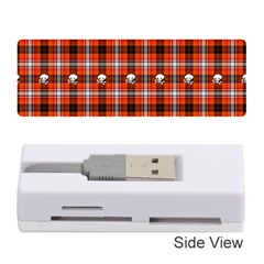 Plaid Pattern Red Squares Skull Memory Card Reader (stick)