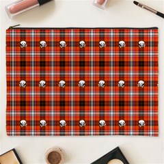 Plaid Pattern Red Squares Skull Cosmetic Bag (xxxl)