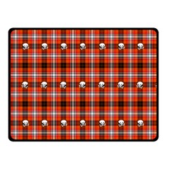 Plaid Pattern Red Squares Skull Double Sided Fleece Blanket (small) 