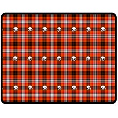 Plaid Pattern Red Squares Skull Double Sided Fleece Blanket (medium) 