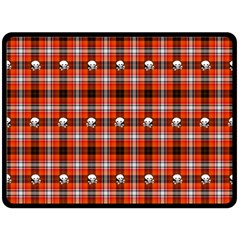 Plaid Pattern Red Squares Skull Double Sided Fleece Blanket (large) 