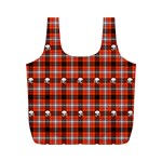 Plaid Pattern Red Squares Skull Full Print Recycle Bag (M) Front