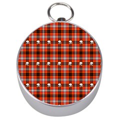 Plaid Pattern Red Squares Skull Silver Compasses by HermanTelo