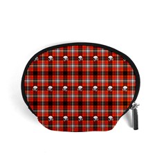 Plaid Pattern Red Squares Skull Accessory Pouch (small)