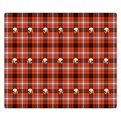 Plaid Pattern Red Squares Skull Double Sided Flano Blanket (small) 