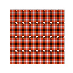 Plaid Pattern Red Squares Skull Small Satin Scarf (square)