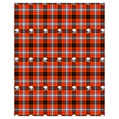 Plaid Pattern Red Squares Skull Drawstring Bag (small)