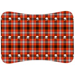 Plaid Pattern Red Squares Skull Velour Seat Head Rest Cushion