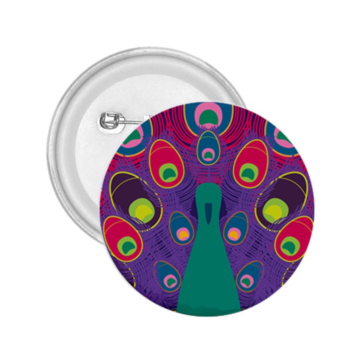 Peacock Bird Animal Feathers 2.25  Buttons