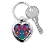 Peacock Bird Animal Feathers Key Chains (Heart)  Front